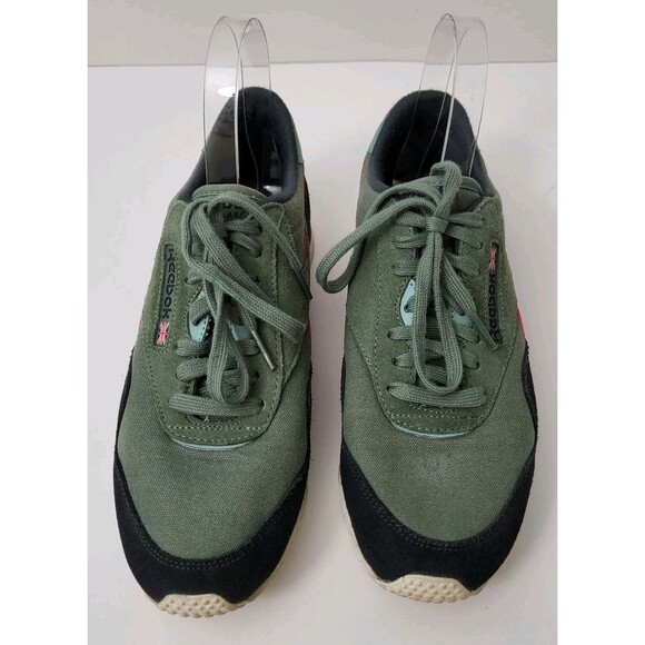 REEBOK Classic Sneakers Womens 8 Green Red Suede Canvas Low Profile - Picture 2 of 10
